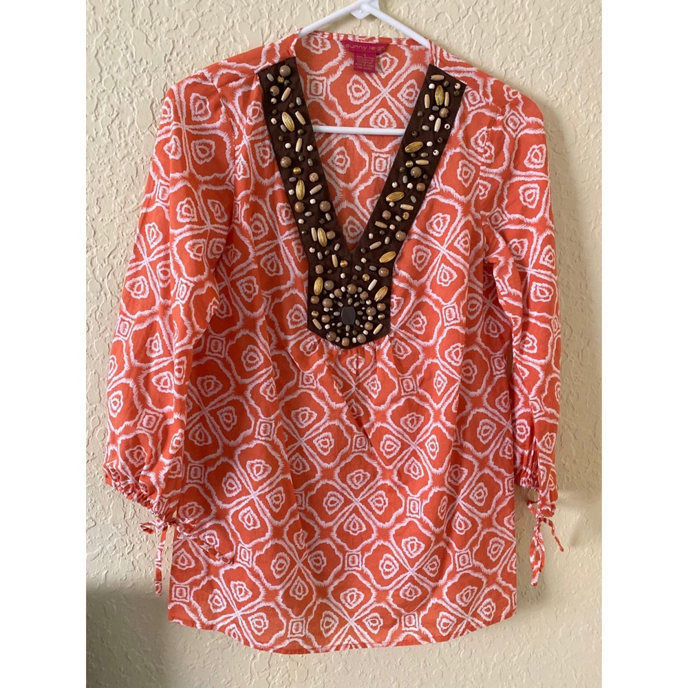 Sunny Leigh Orange Printed Blouse